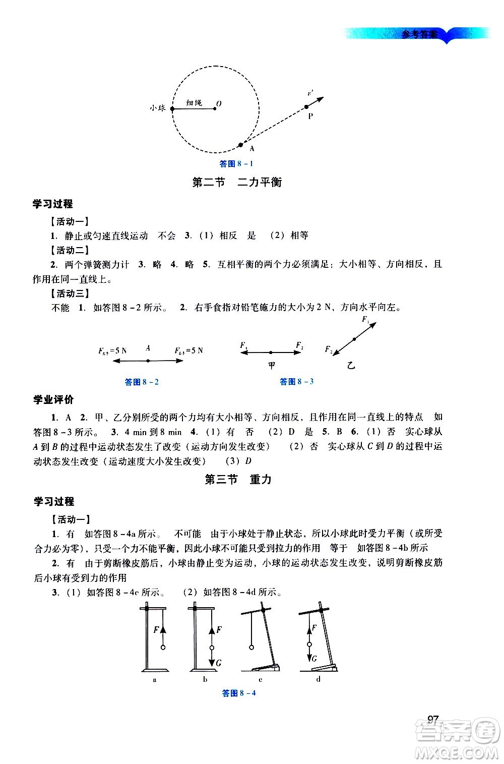 廣州出版社2021陽(yáng)光學(xué)業(yè)評(píng)價(jià)物理八年級(jí)下冊(cè)人教版答案