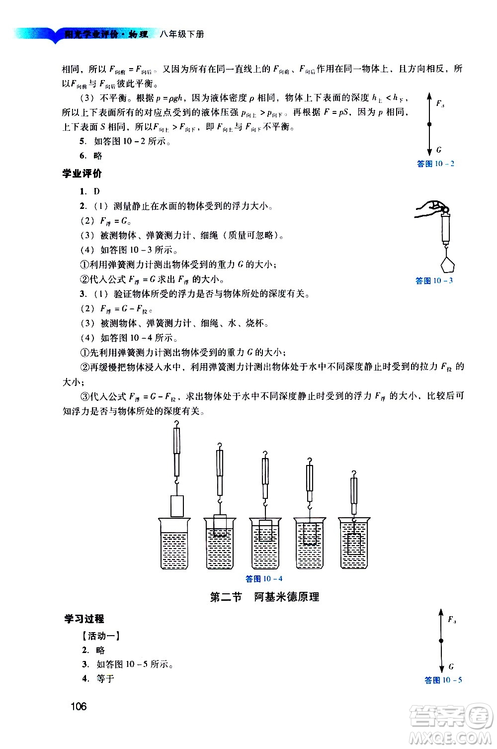 廣州出版社2021陽(yáng)光學(xué)業(yè)評(píng)價(jià)物理八年級(jí)下冊(cè)人教版答案