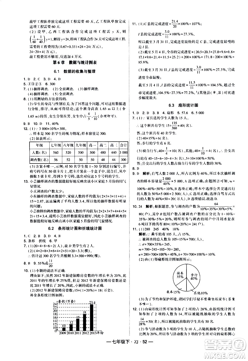 寧夏人民教育出版社2021學(xué)霸題中題數(shù)學(xué)七年級下冊浙教版答案