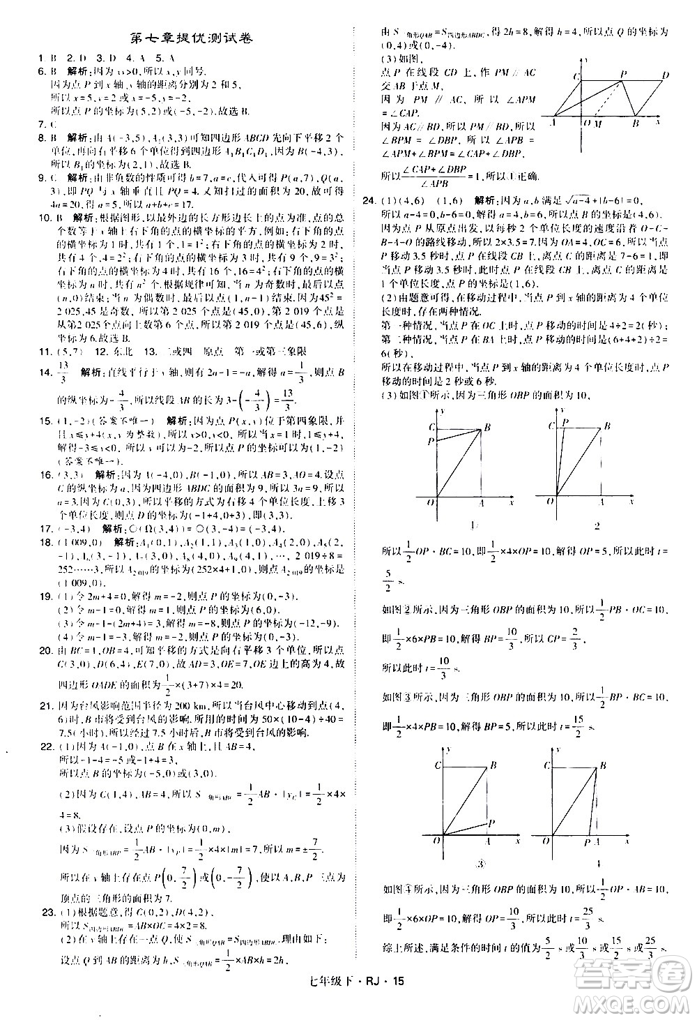 甘肅少年兒童出版社2021學(xué)霸題中題數(shù)學(xué)七年級下冊人教版答案