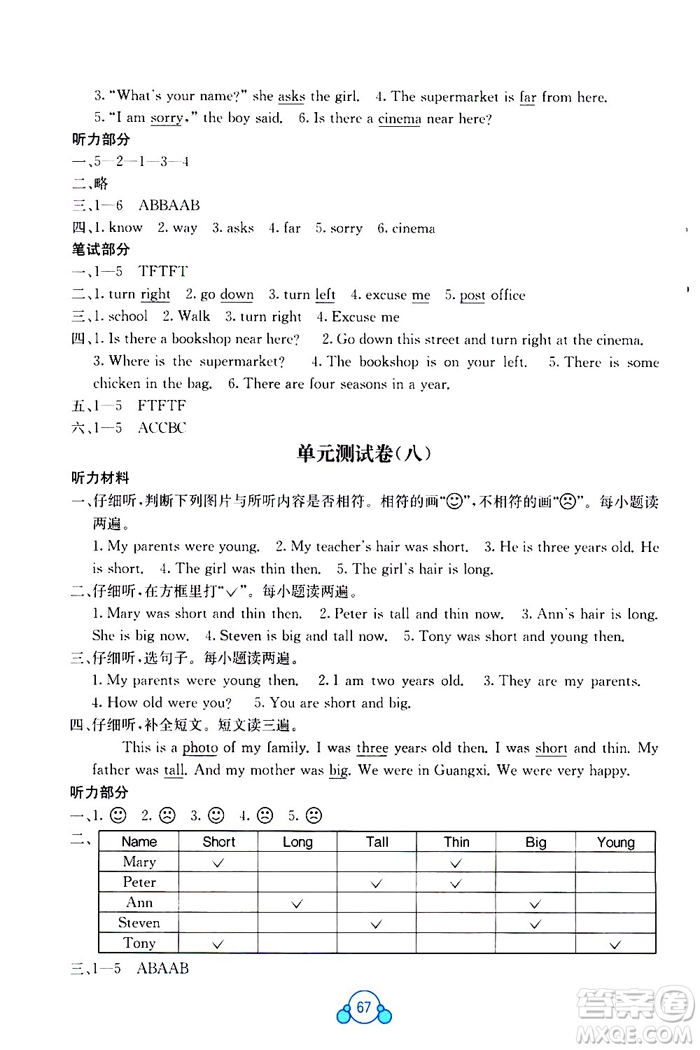 廣西師范大學(xué)出版社2021自主學(xué)習(xí)能力測評單元測試英語五年級(jí)下冊C版答案