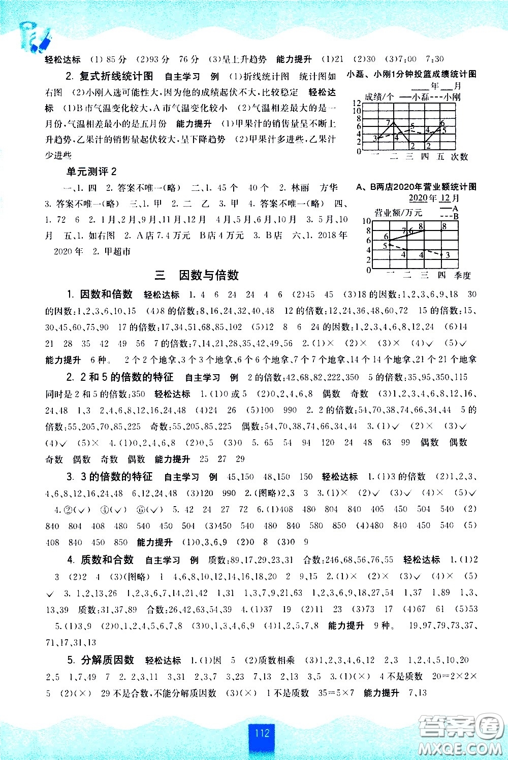 廣西師范大學(xué)出版社2021自主學(xué)習(xí)能力測評數(shù)學(xué)五年級下冊蘇教版答案