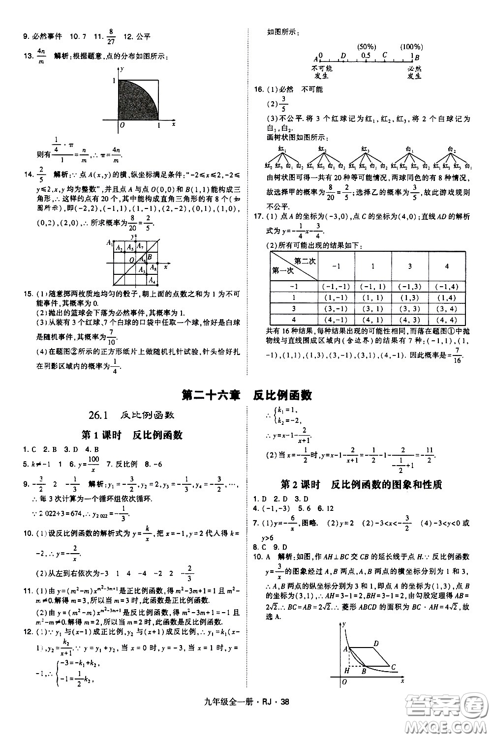 寧夏人民教育出版社2021學(xué)霸題中題數(shù)學(xué)九年級(jí)全一冊(cè)人教版答案