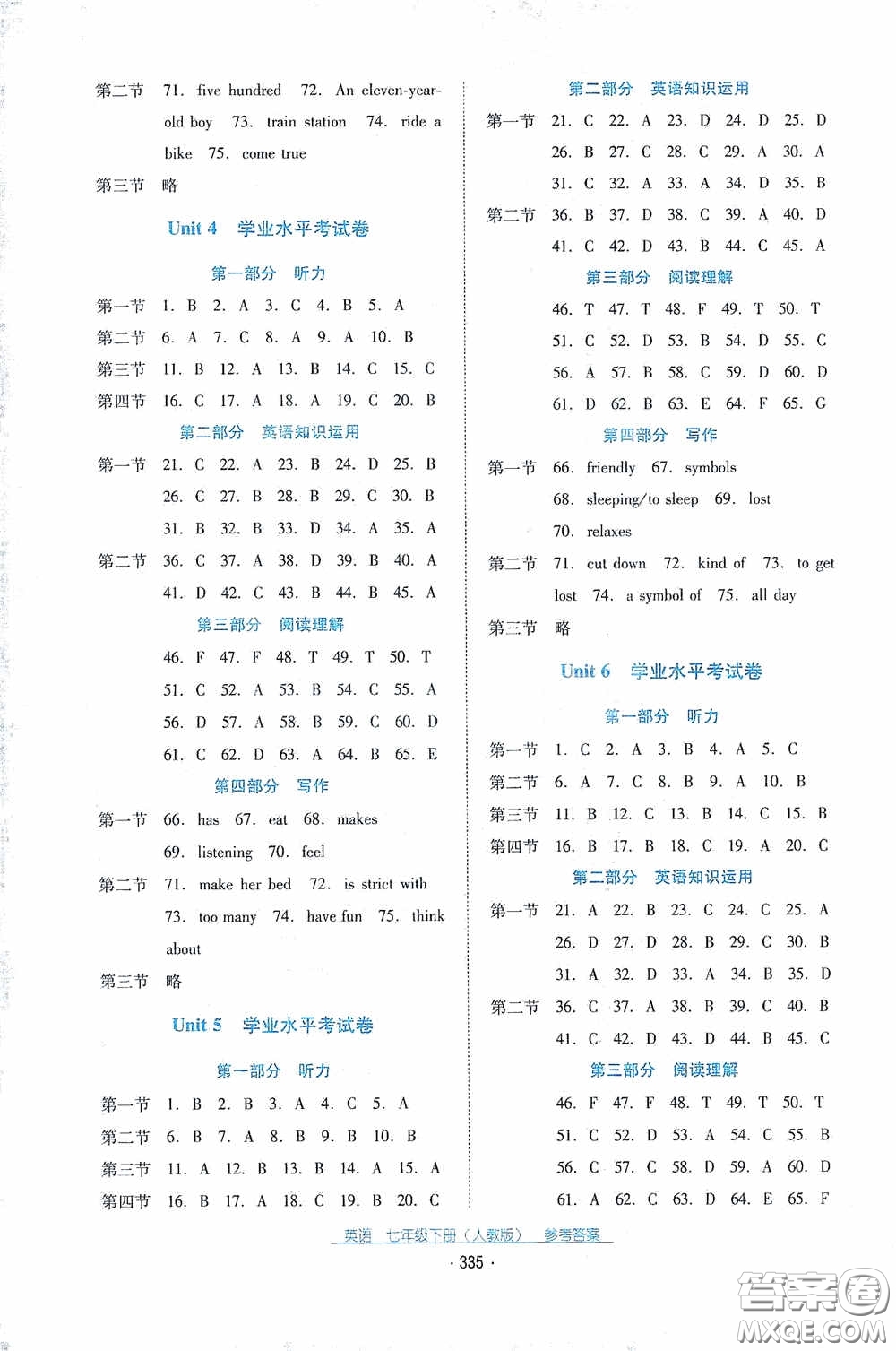 云南教育出版社2021云南省標(biāo)準(zhǔn)教輔優(yōu)佳學(xué)案七年級英語下冊人教版答案