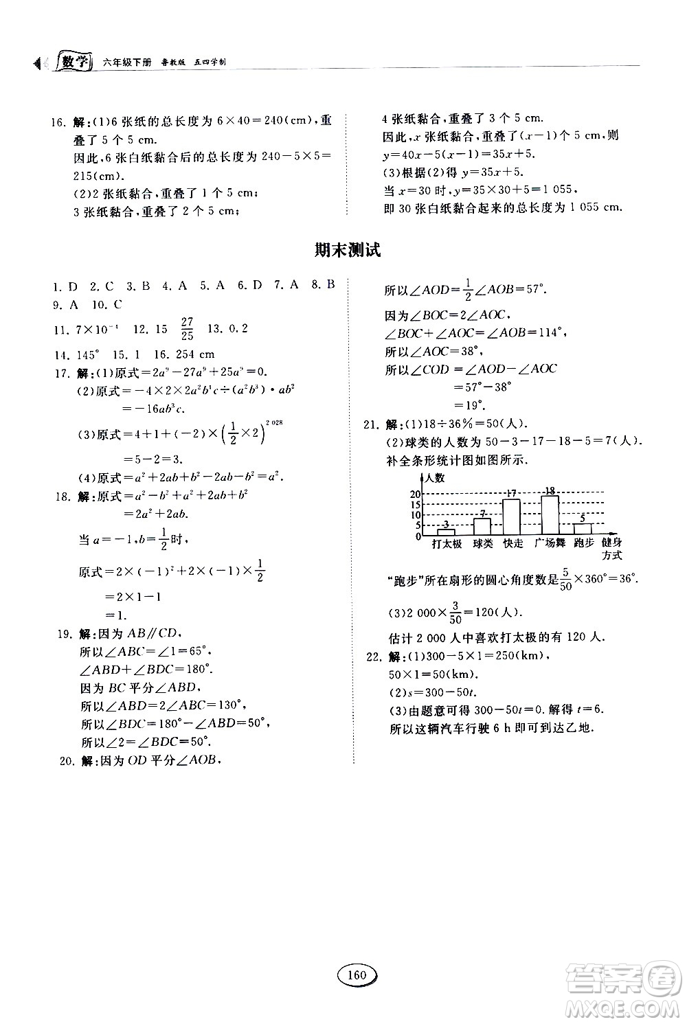 山東科學(xué)技術(shù)出版社2021初中同步練習(xí)冊數(shù)學(xué)六年級下冊魯教版答案