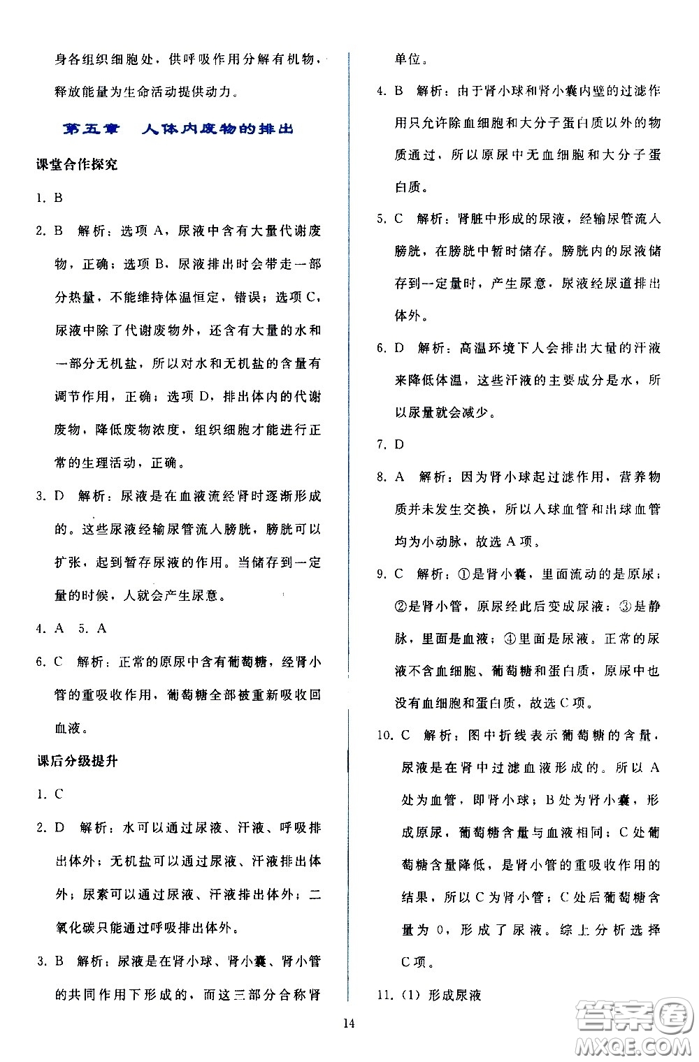 人民教育出版社2021同步輕松練習(xí)生物學(xué)七年級(jí)下冊(cè)人教版答案