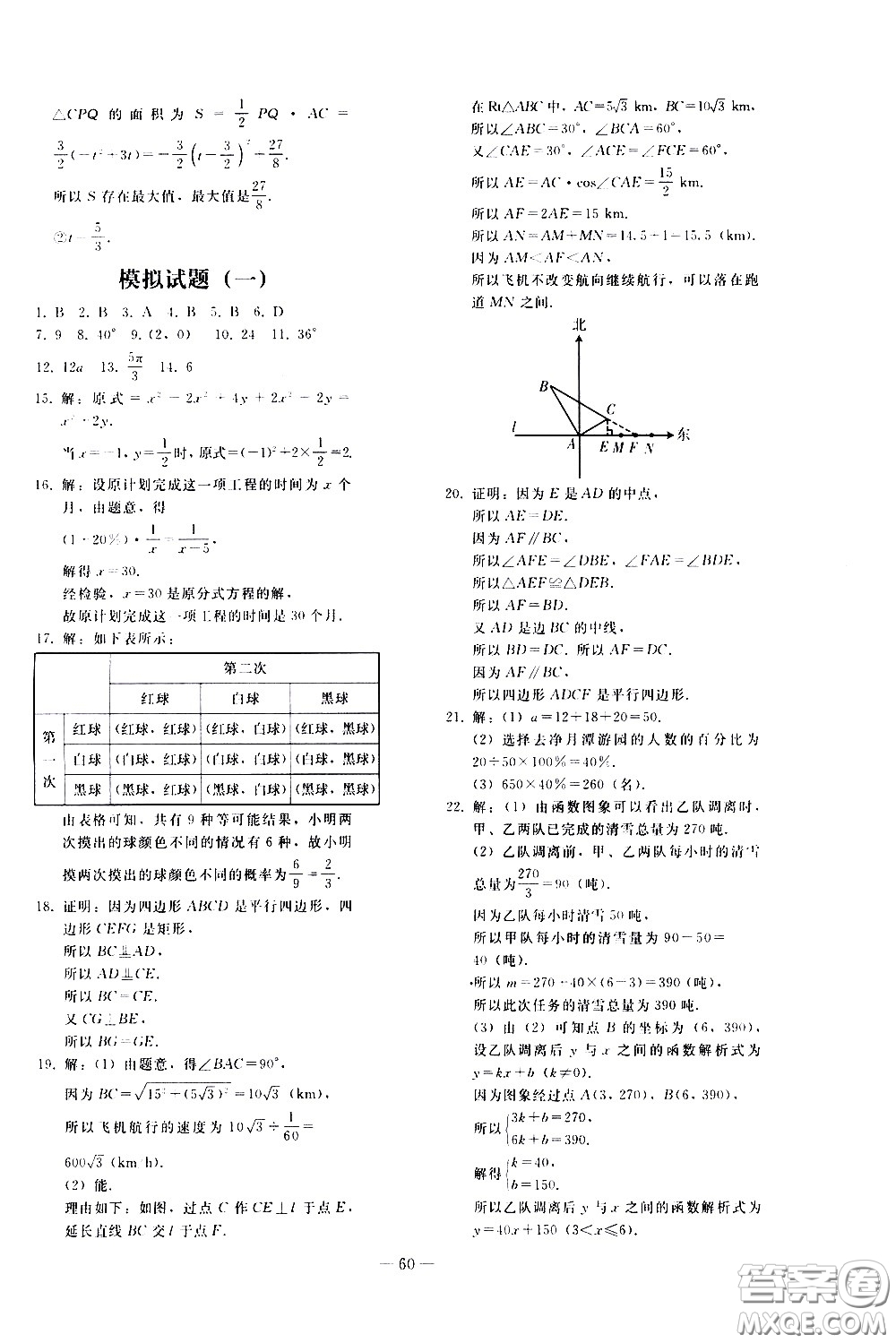 人民教育出版社2021同步輕松練習(xí)數(shù)學(xué)九年級總復(fù)習(xí)人教版答案