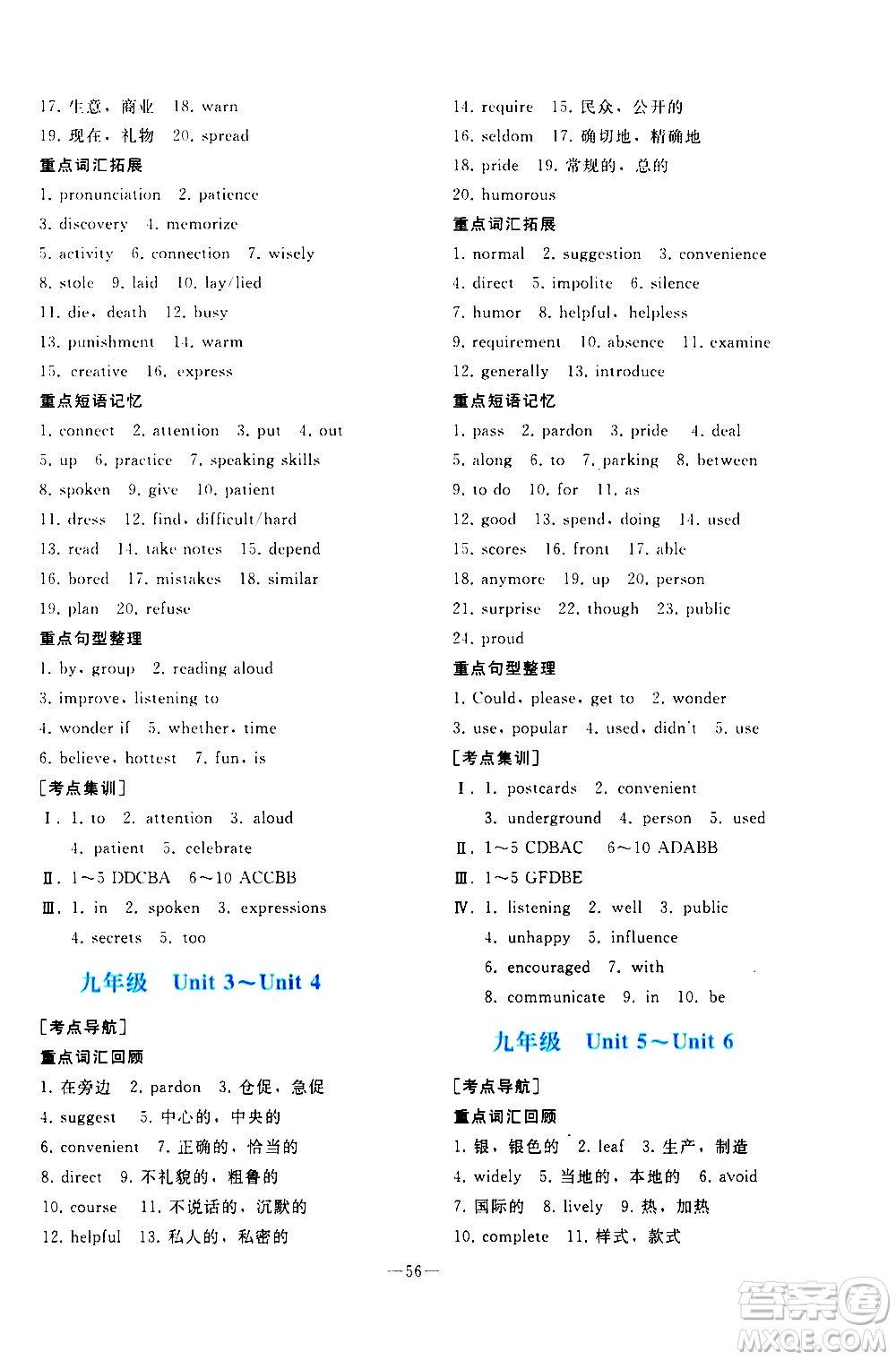 人民教育出版社2021同步輕松練習(xí)英語九年級總復(fù)習(xí)人教版答案