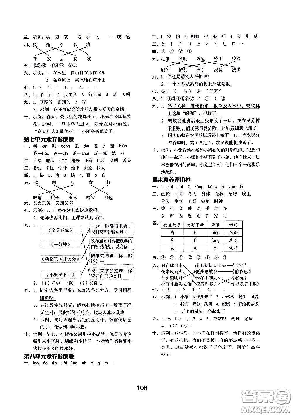 湖南少年兒童出版社2021智慧作業(yè)語(yǔ)文一年級(jí)下冊(cè)人教版答案