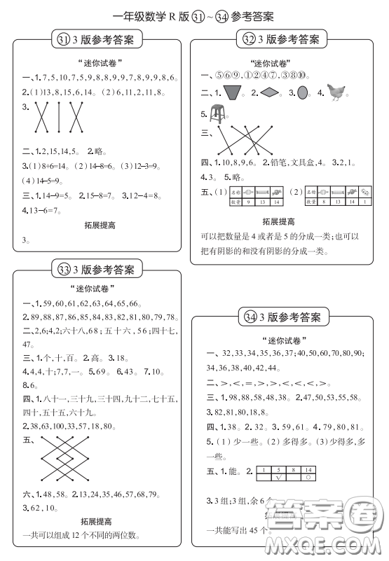 2021時(shí)代學(xué)習(xí)報(bào)小學(xué)數(shù)學(xué)周刊一年級(jí)人教版31-34答案