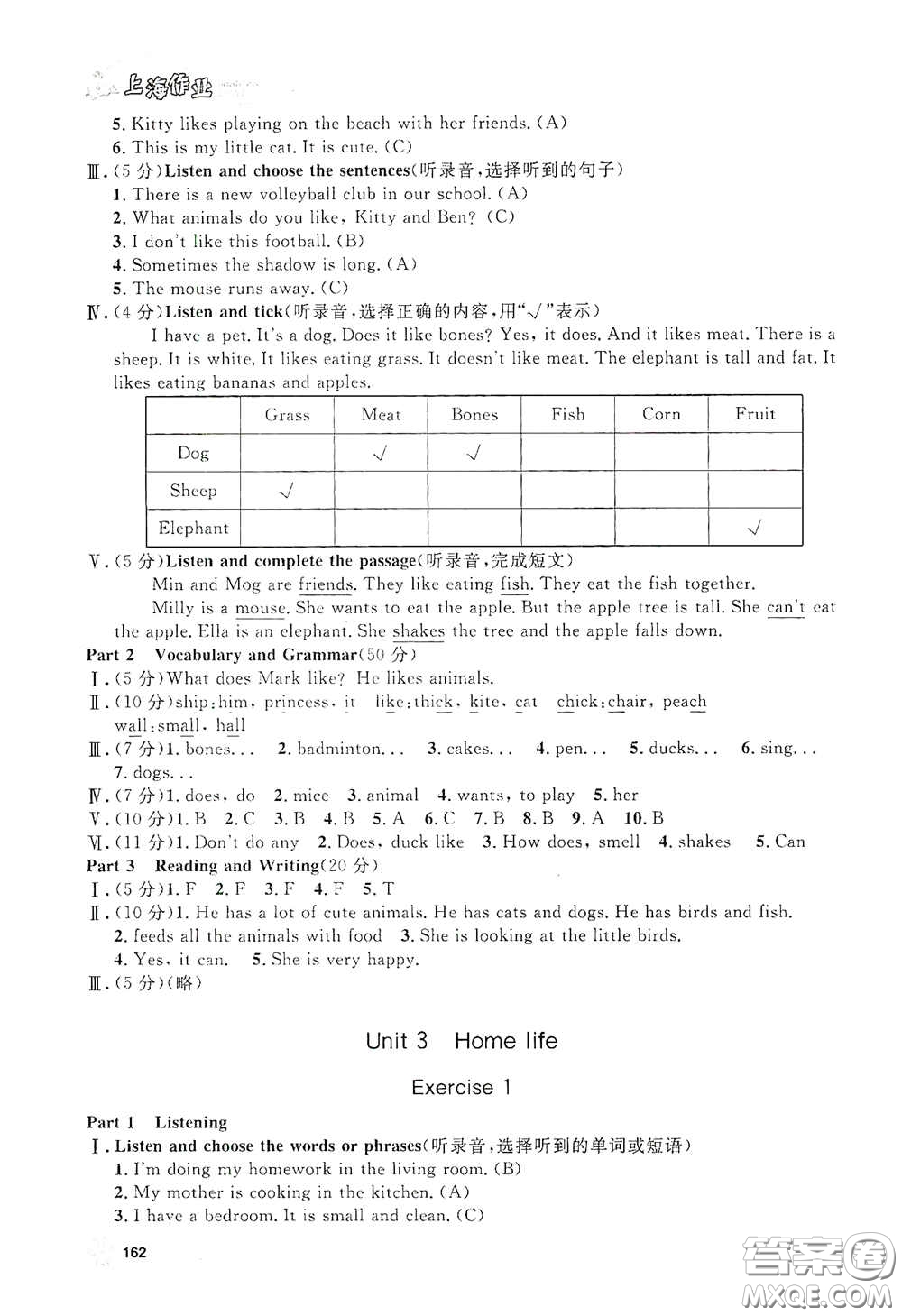 上海大學(xué)出版社2021鐘書金牌上海作業(yè)四年級(jí)英語(yǔ)下冊(cè)N版答案