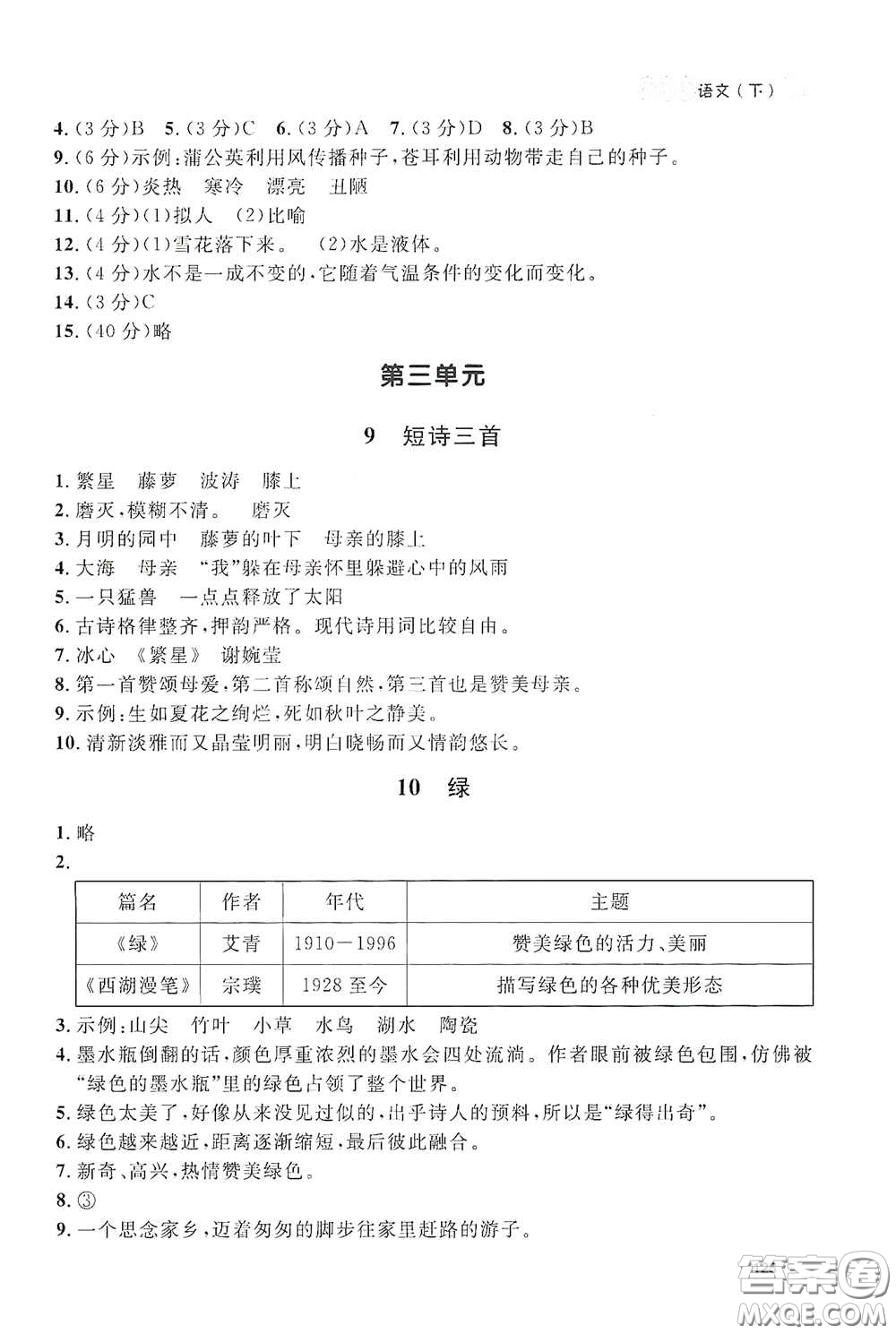 上海大學(xué)出版社2021鐘書金牌上海作業(yè)四年級(jí)語(yǔ)文下冊(cè)五四學(xué)制答案