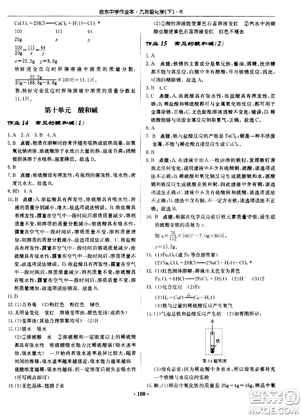 龍門書局2021啟東中學(xué)作業(yè)本九年級(jí)化學(xué)下冊(cè)R人教版答案