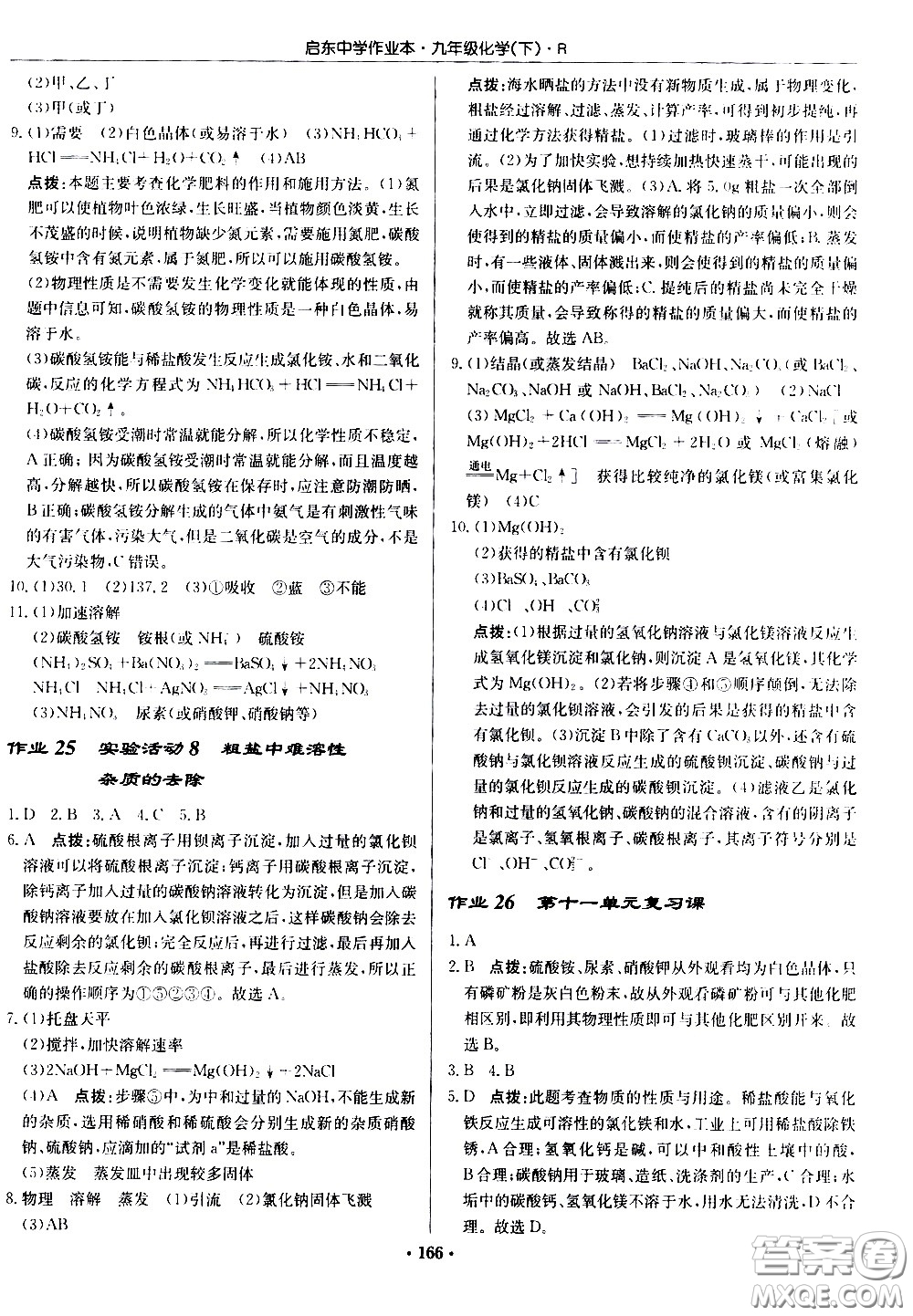 龍門書局2021啟東中學(xué)作業(yè)本九年級(jí)化學(xué)下冊(cè)R人教版答案