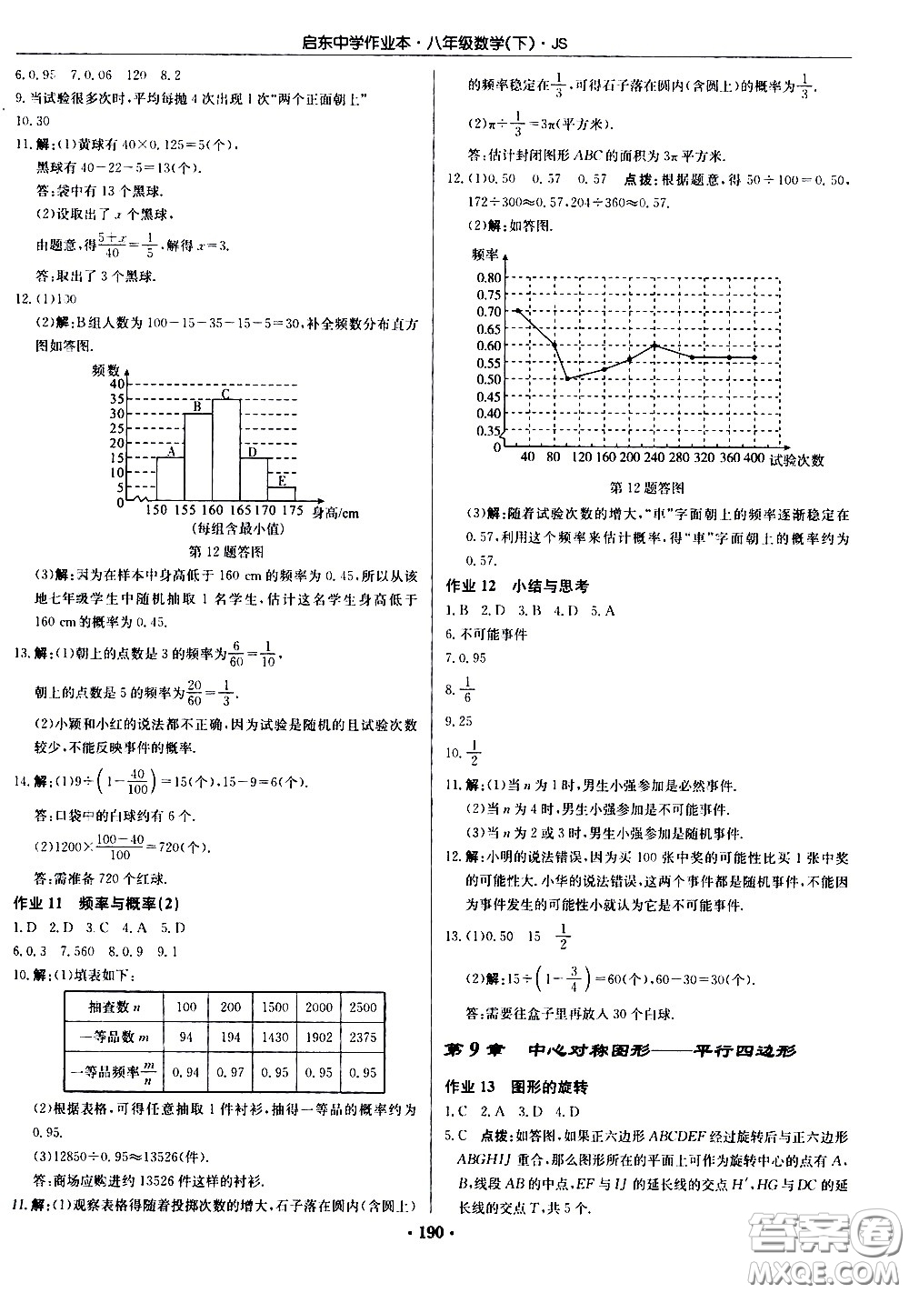 龍門書局2021啟東中學(xué)作業(yè)本八年級數(shù)學(xué)下冊JS蘇教版答案