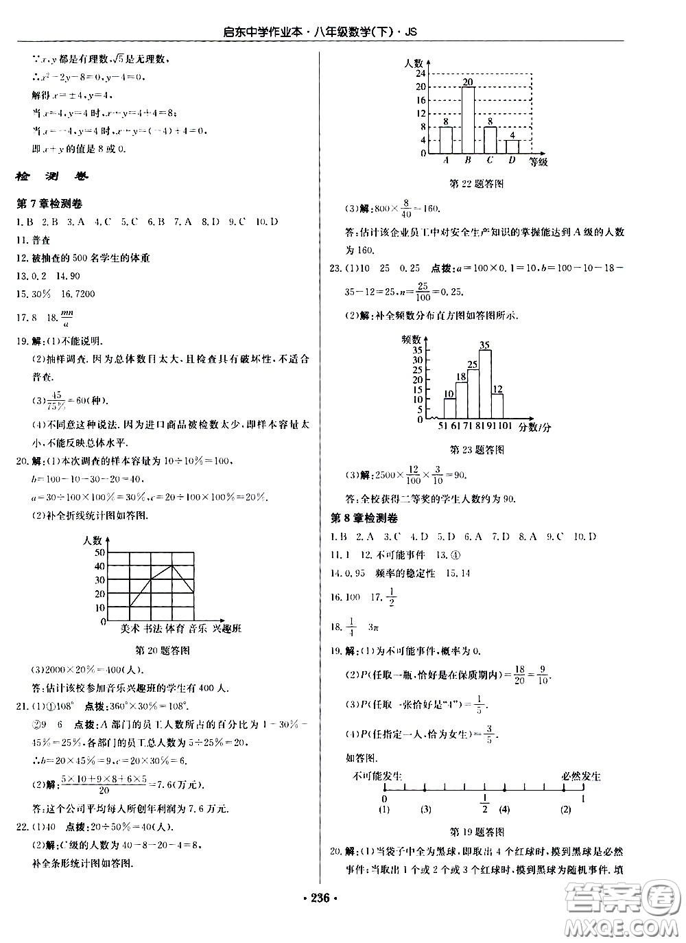 龍門書局2021啟東中學(xué)作業(yè)本八年級數(shù)學(xué)下冊JS蘇教版答案