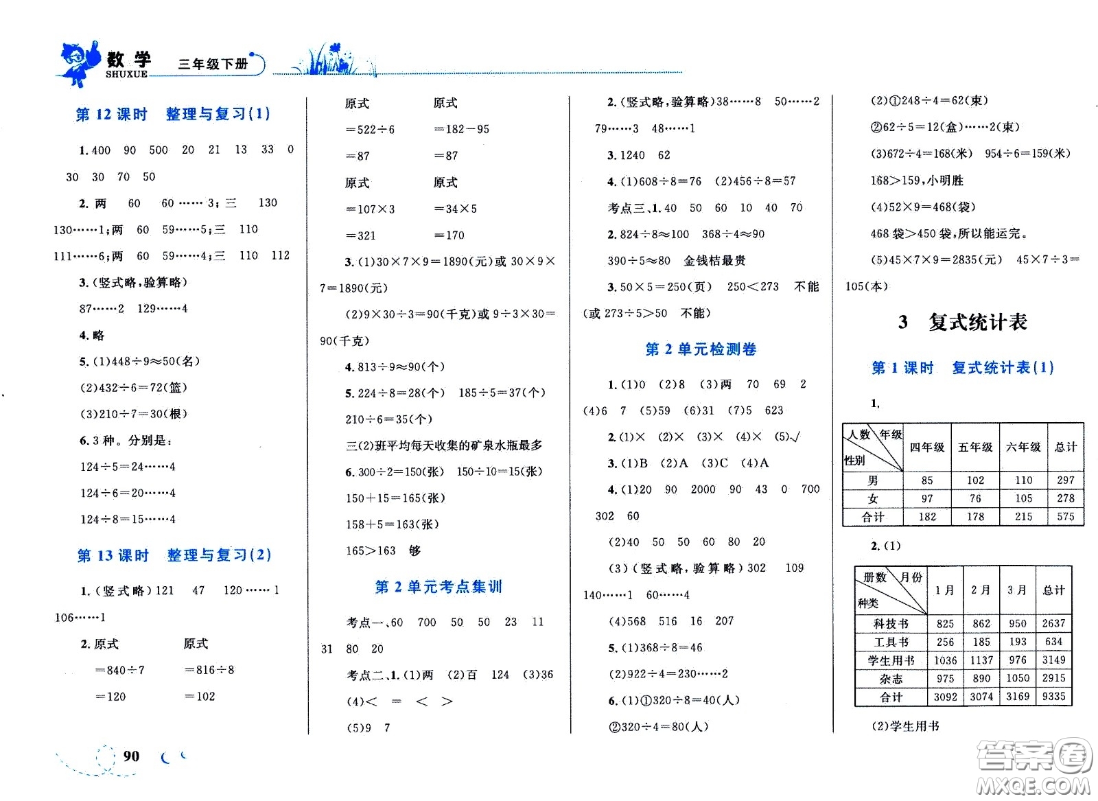 現(xiàn)代教育出版社2021小超人作業(yè)本數(shù)學(xué)三年級下冊人教版答案