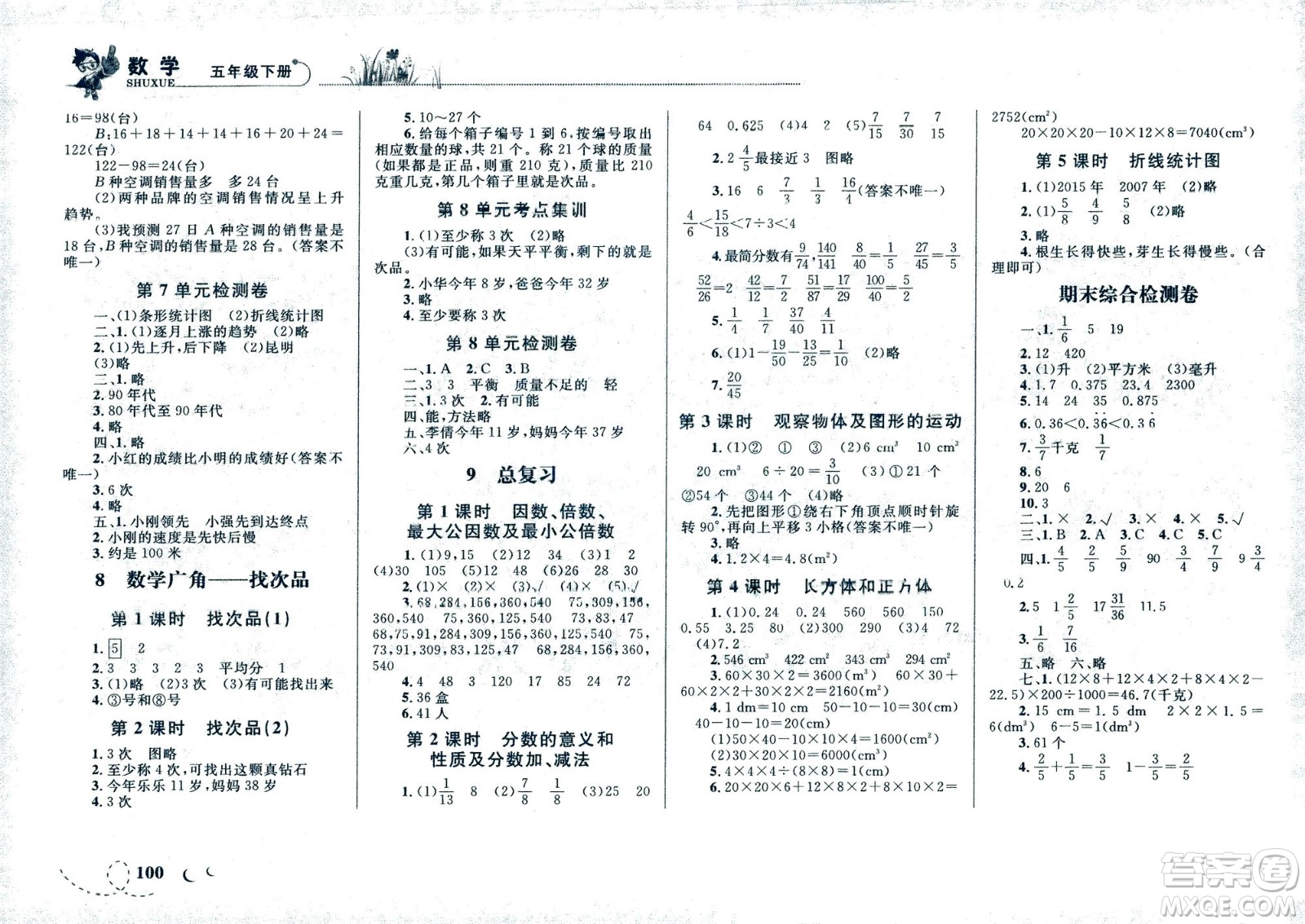 現(xiàn)代教育出版社2021小超人作業(yè)本數(shù)學(xué)五年級(jí)下冊(cè)人教版答案