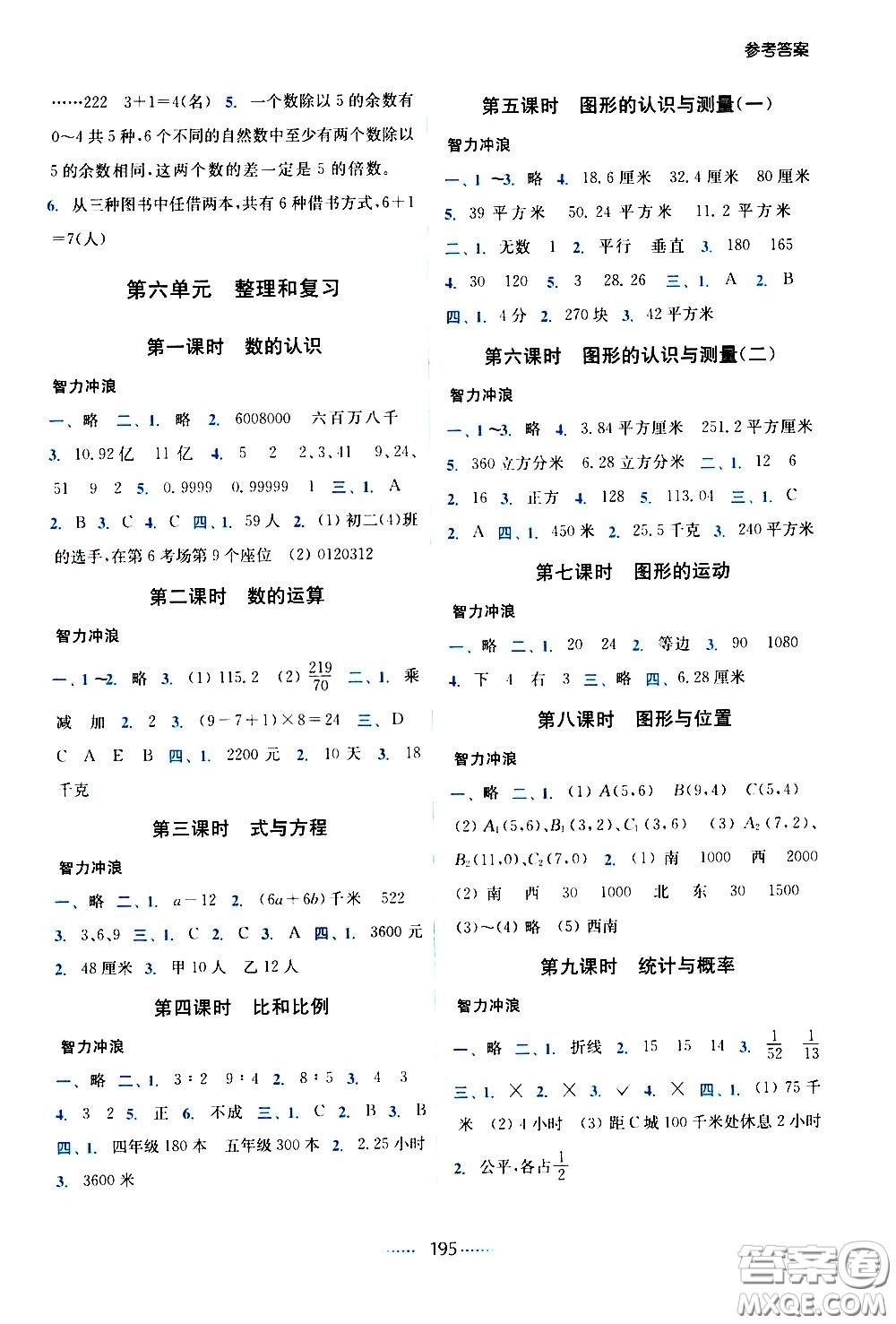 東南大學(xué)出版社2021名師點(diǎn)撥課課通教材全解析數(shù)學(xué)六年級(jí)下新課標(biāo)RJ人教版答案