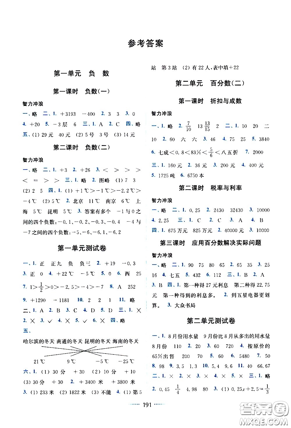 東南大學(xué)出版社2021名師點(diǎn)撥課課通教材全解析數(shù)學(xué)六年級(jí)下新課標(biāo)RJ人教版答案