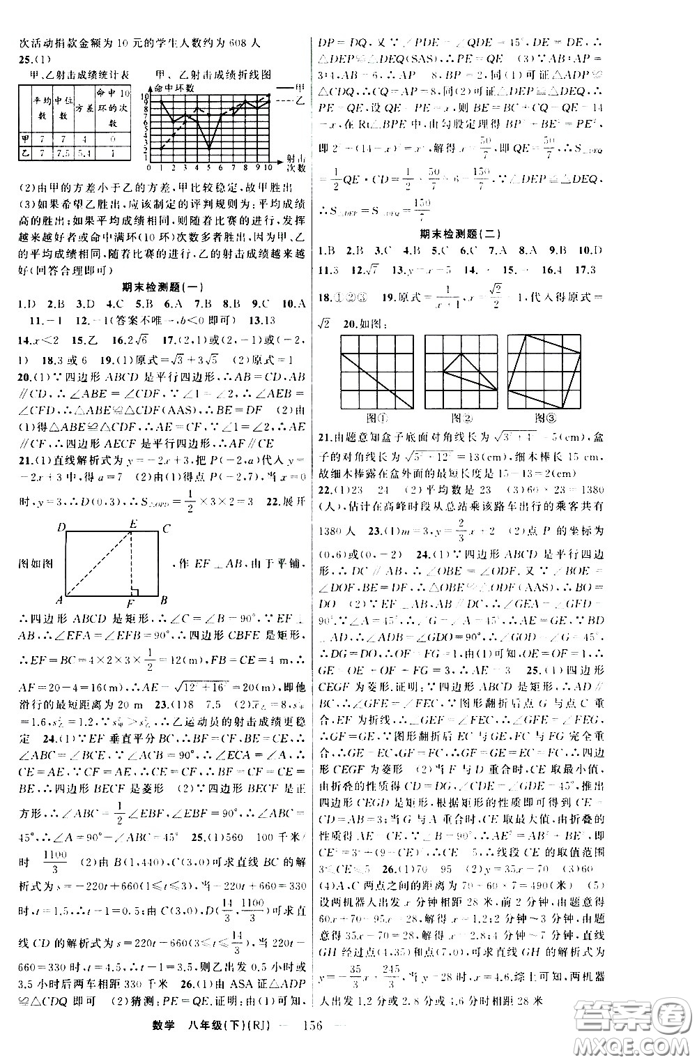 新疆青少年出版社2021原創(chuàng)新課堂數(shù)學(xué)八年級(jí)下RJ人教版答案