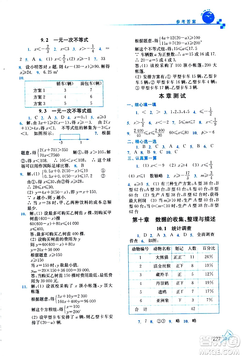 東南大學(xué)出版社2021名師點(diǎn)撥課課通教材全解析數(shù)學(xué)七年級下新課標(biāo)RJ人教版答案