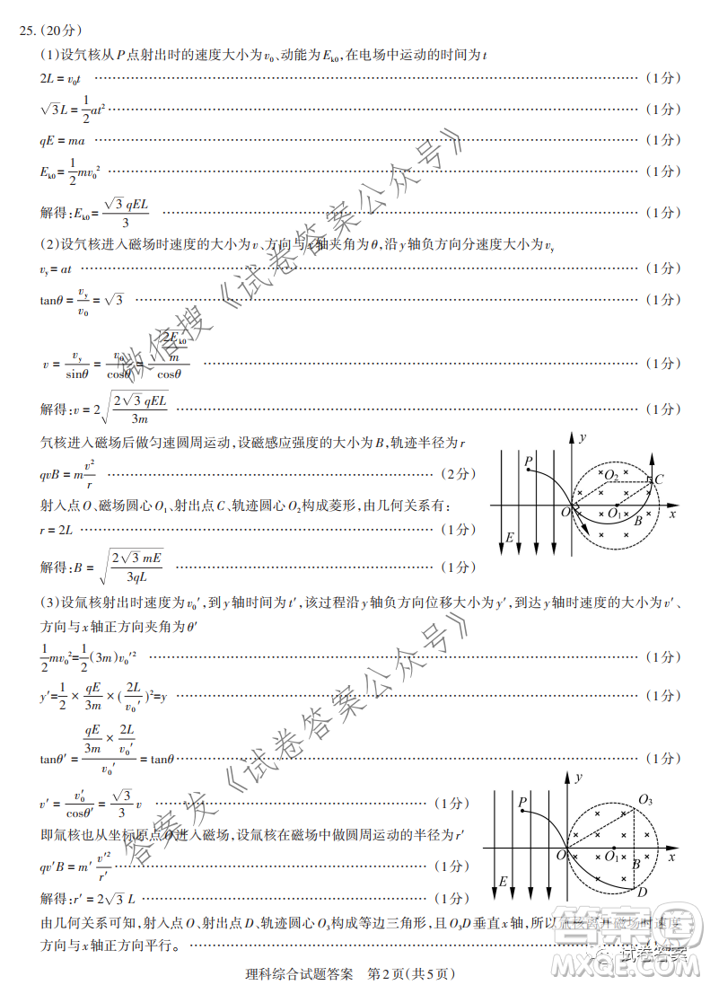 2021年山西省高考考前適應(yīng)性測(cè)試?yán)砜凭C合答案