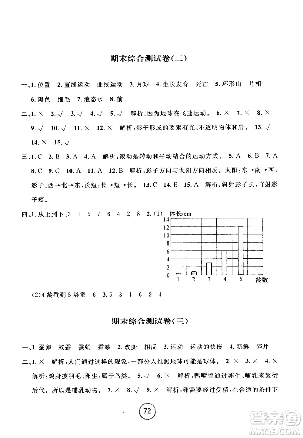 浙江大學(xué)出版社2021浙江名卷科學(xué)三年級下冊J教科版答案