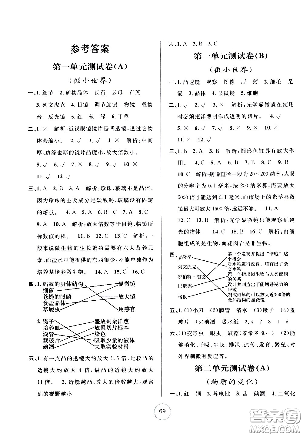 浙江大學(xué)出版社2021浙江名卷科學(xué)六年級(jí)下冊(cè)J教科版答案