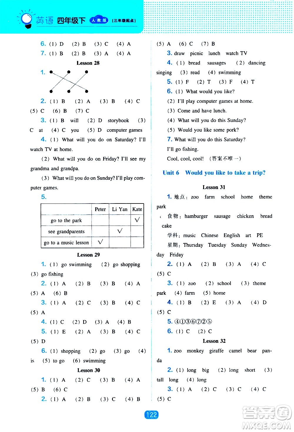 遼海出版社2021新編新課程能力培養(yǎng)英語三年級(jí)起點(diǎn)四年級(jí)下冊(cè)人教版答案