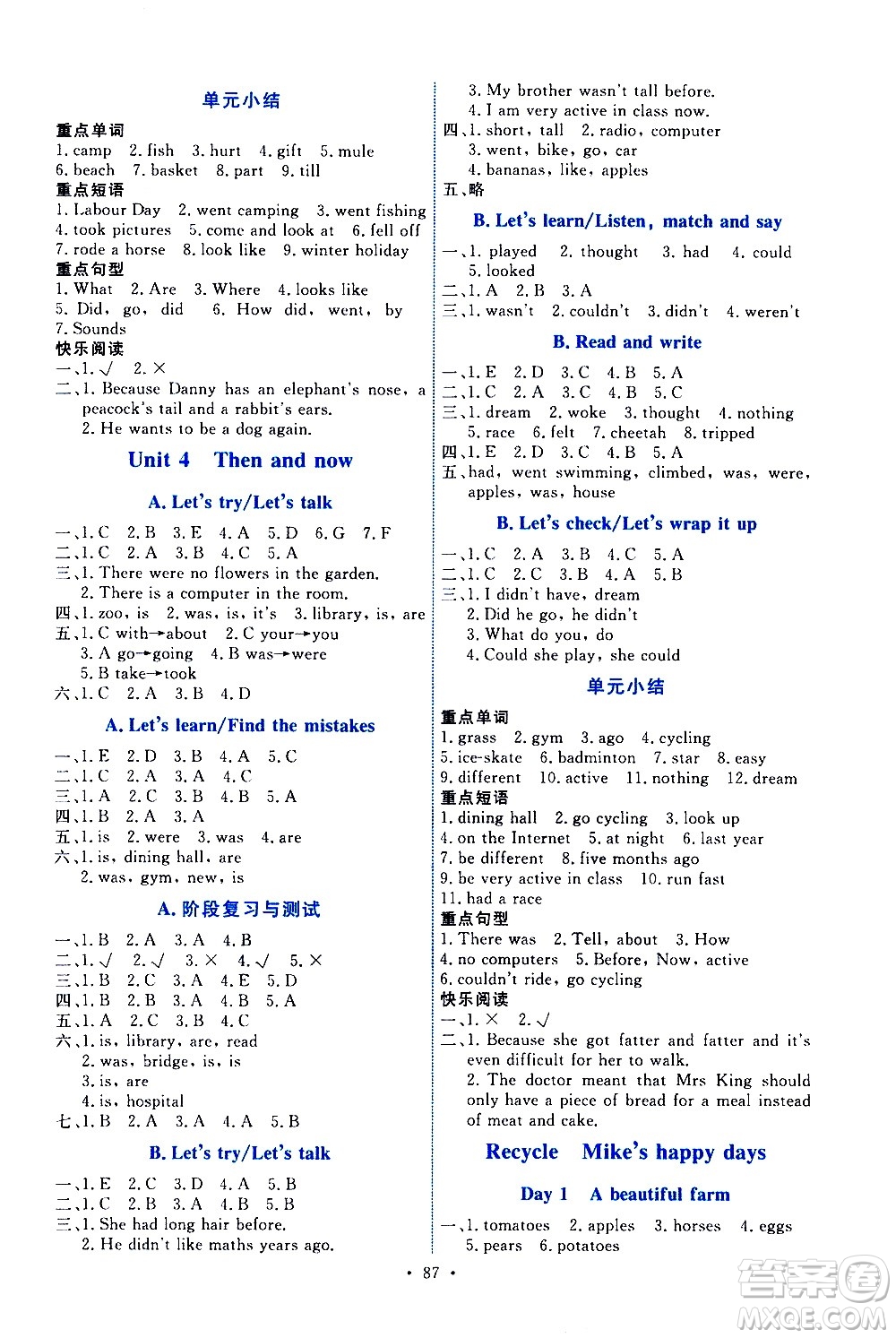 人民教育出版社2021能力培養(yǎng)與測(cè)試英語(yǔ)六年級(jí)下冊(cè)人教版答案