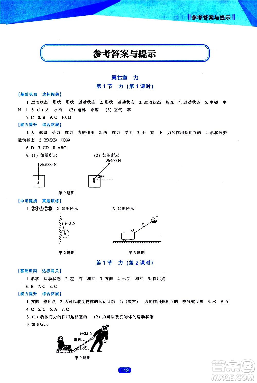 遼海出版社2021新課程物理能力培養(yǎng)八年級(jí)下冊(cè)人教版答案