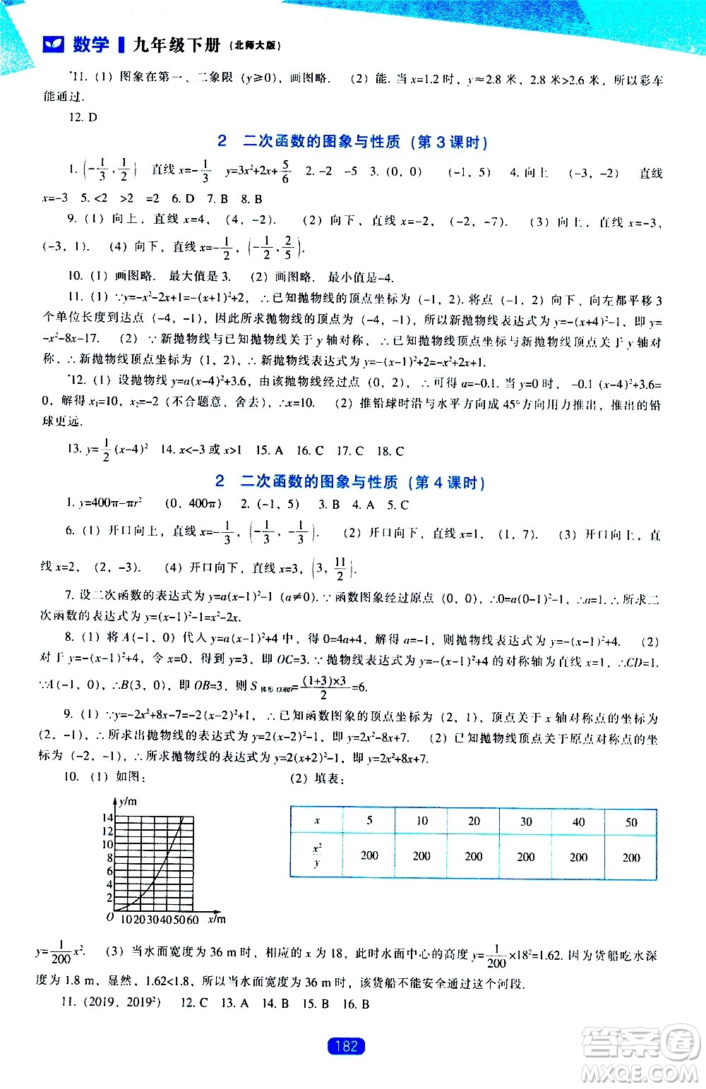 遼海出版社2021新課程數學能力培養(yǎng)九年級下冊北師大版答案