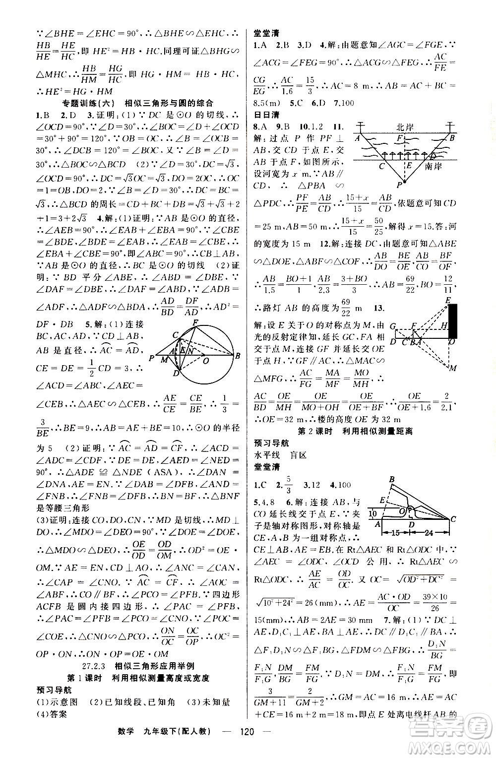 新疆青少年出版社2021四清導航數(shù)學九年級下冊人教版答案