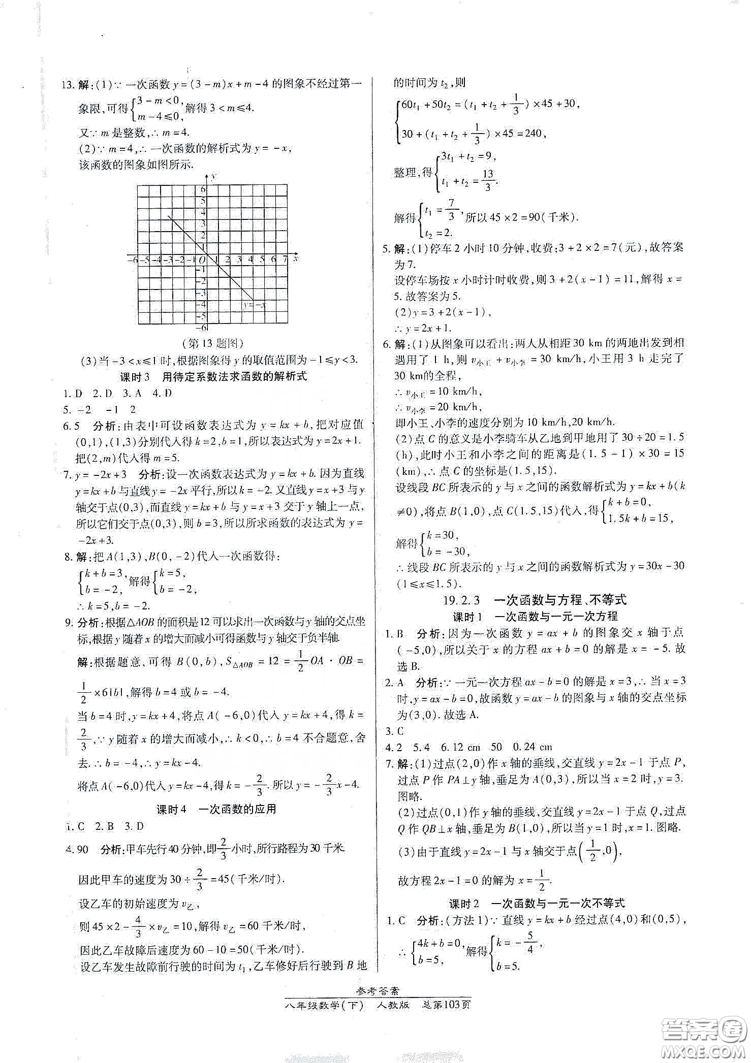 陽光出版社2021匯文圖書卓越課堂八年級數學下冊人教版答案