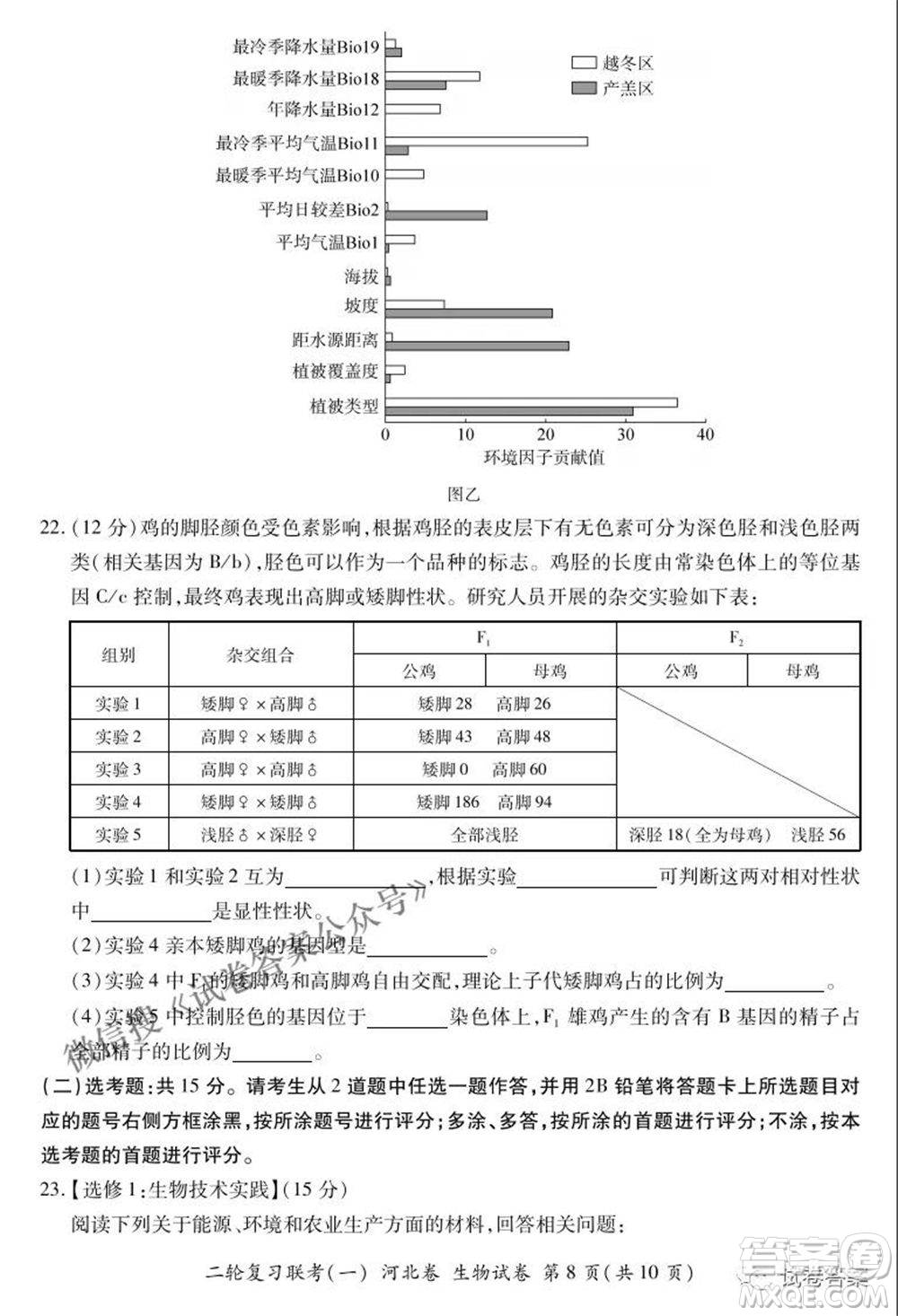 百師聯(lián)盟2021屆高三二輪復習聯(lián)考一新河北卷生物試卷及答案