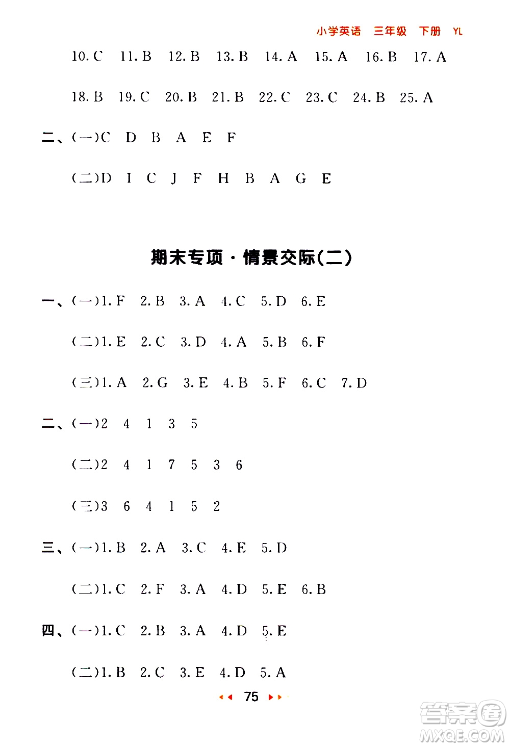 教育科學(xué)出版社2021春季53隨堂測(cè)小學(xué)英語三年級(jí)下冊(cè)YL譯林版答案