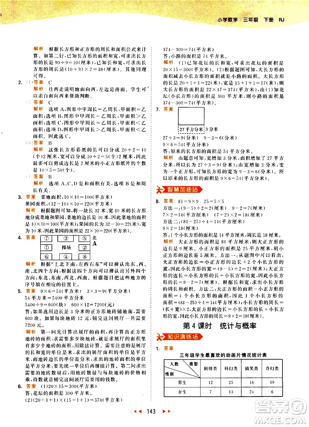 教育科學(xué)出版社2021春季53天天練小學(xué)數(shù)學(xué)三年級(jí)下冊RJ人教版答案