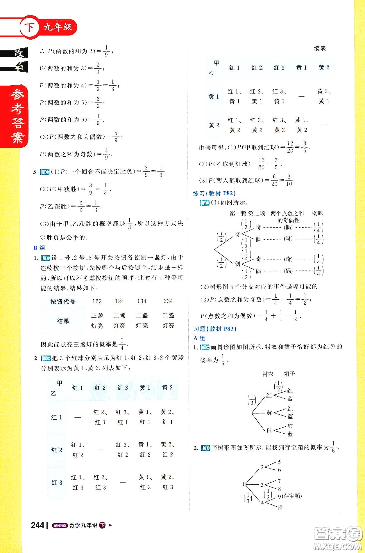 北京教育出版社2021年1加1輕巧奪冠課堂直播九年級(jí)數(shù)學(xué)下冊(cè)冀教版答案