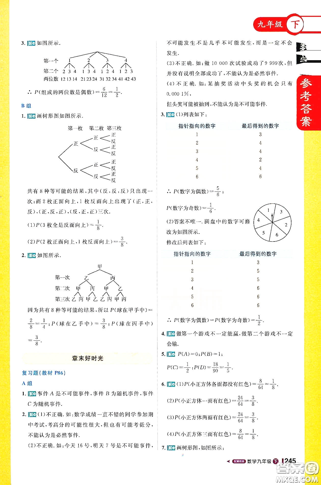 北京教育出版社2021年1加1輕巧奪冠課堂直播九年級(jí)數(shù)學(xué)下冊(cè)冀教版答案