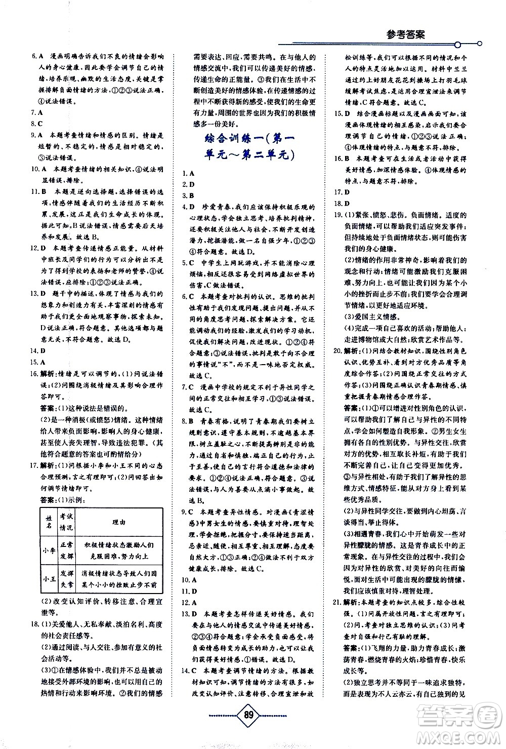 湖南教育出版社2021學(xué)法大視野道德與法治七年級(jí)下冊(cè)人教版答案