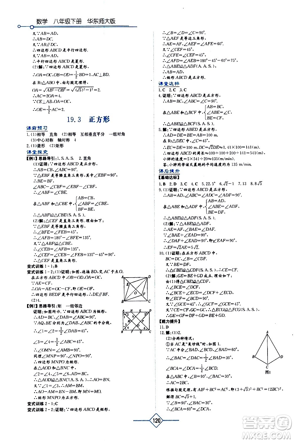 湖南教育出版社2021學(xué)法大視野數(shù)學(xué)八年級(jí)下冊(cè)華東師大版答案