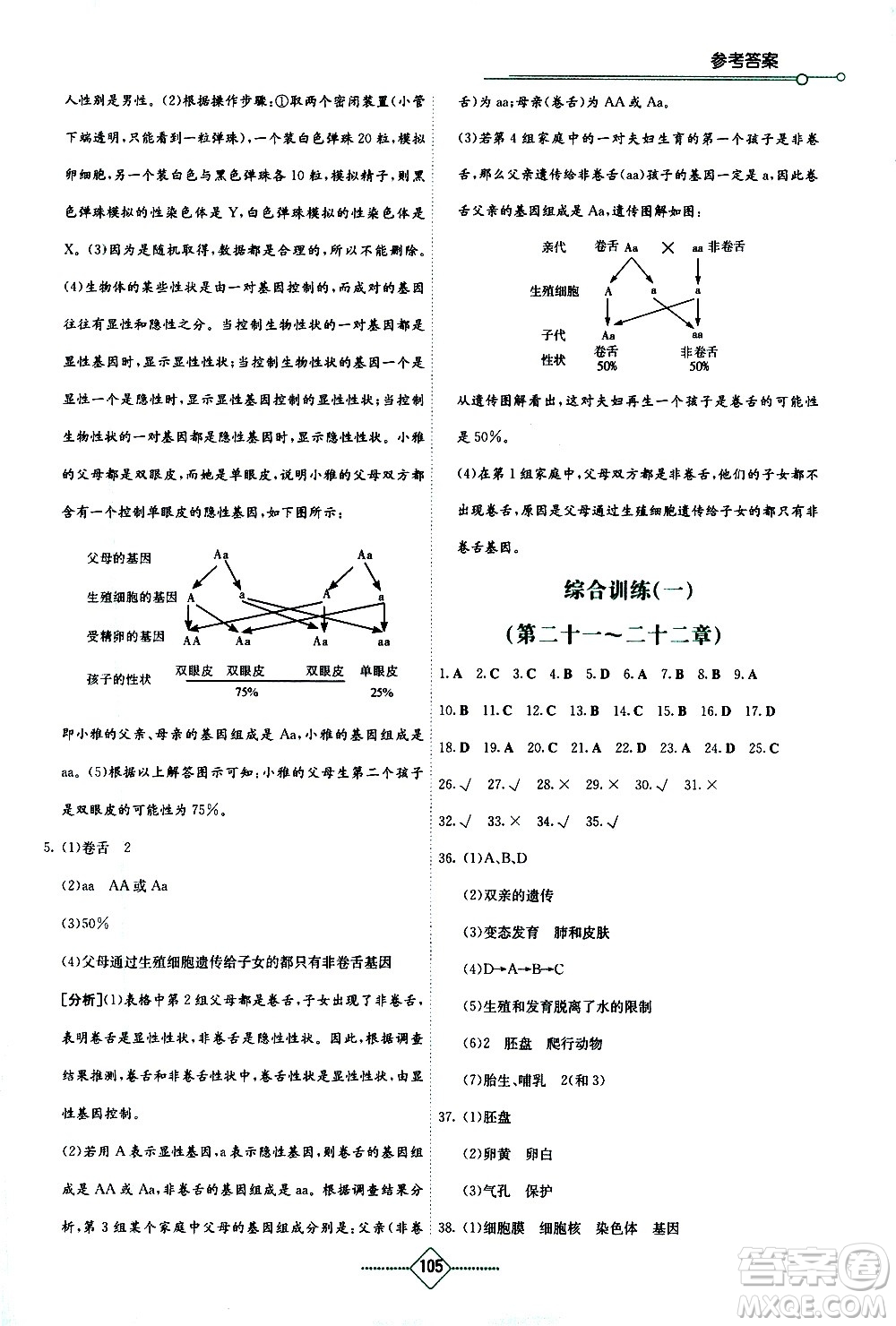 湖南教育出版社2021學(xué)法大視野生物八年級(jí)下冊蘇教版答案