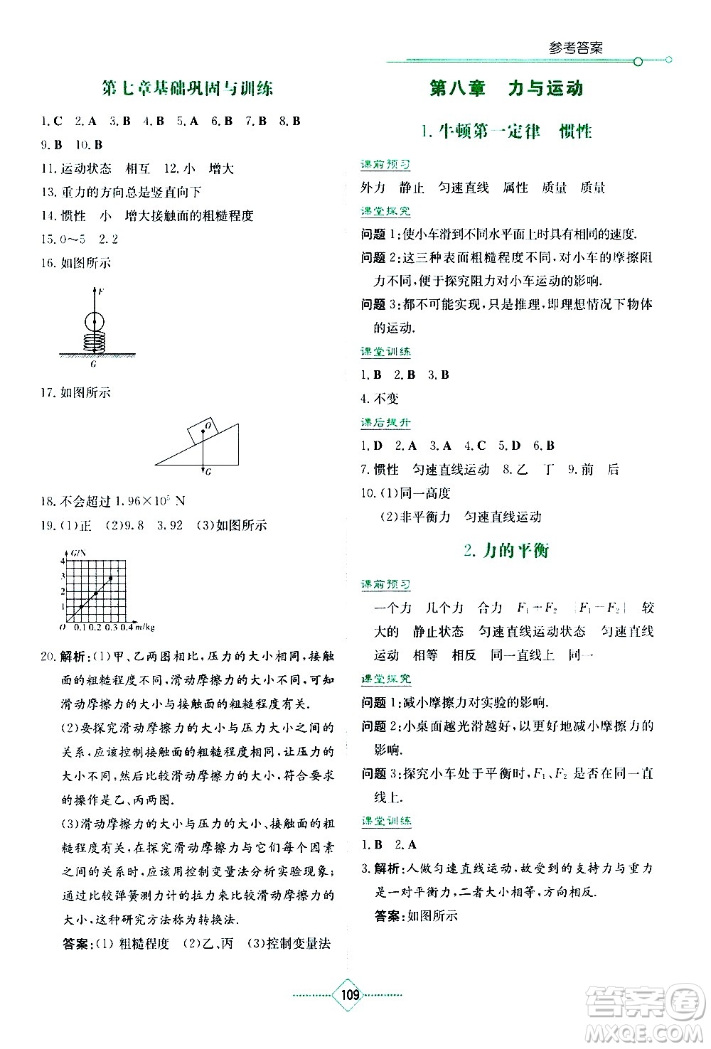 湖南教育出版社2021學(xué)法大視野物理八年級下冊教育科學(xué)版答案