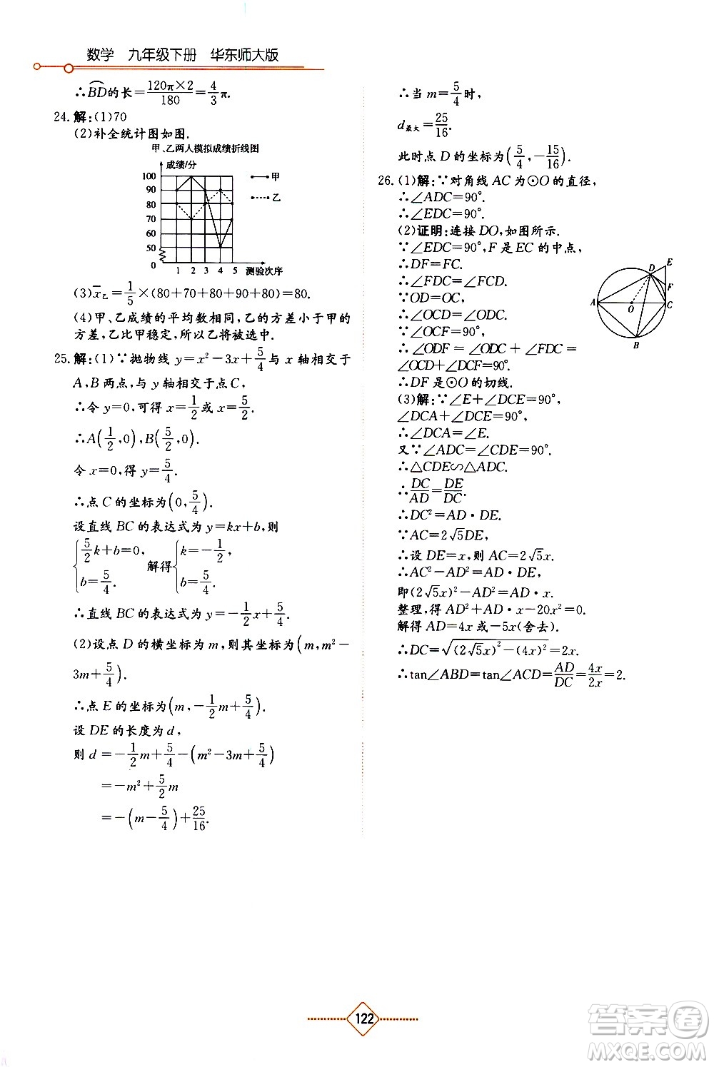 湖南教育出版社2021學法大視野數學九年級下冊華東師大版答案