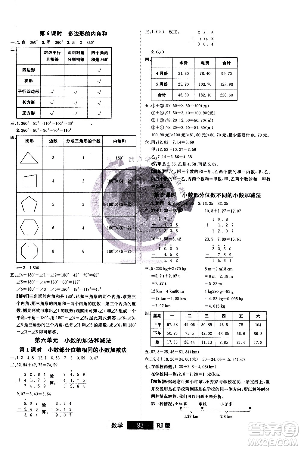 江西美術(shù)出版社2021學(xué)海樂園數(shù)學(xué)四年級下冊RJ人教版答案