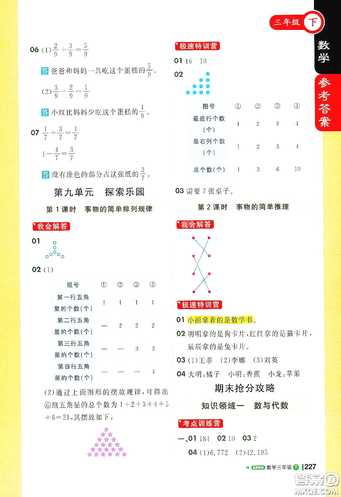 北京教育出版社2021年1+1輕巧奪冠課堂直播三年級(jí)數(shù)學(xué)下冊(cè)冀教版答案