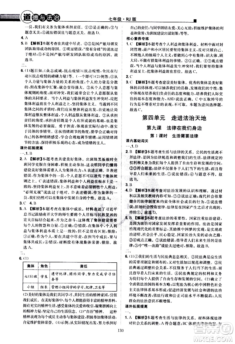 江西美術(shù)出版社2021學(xué)海風(fēng)暴道德與法治七年級下冊RJ人教版答案