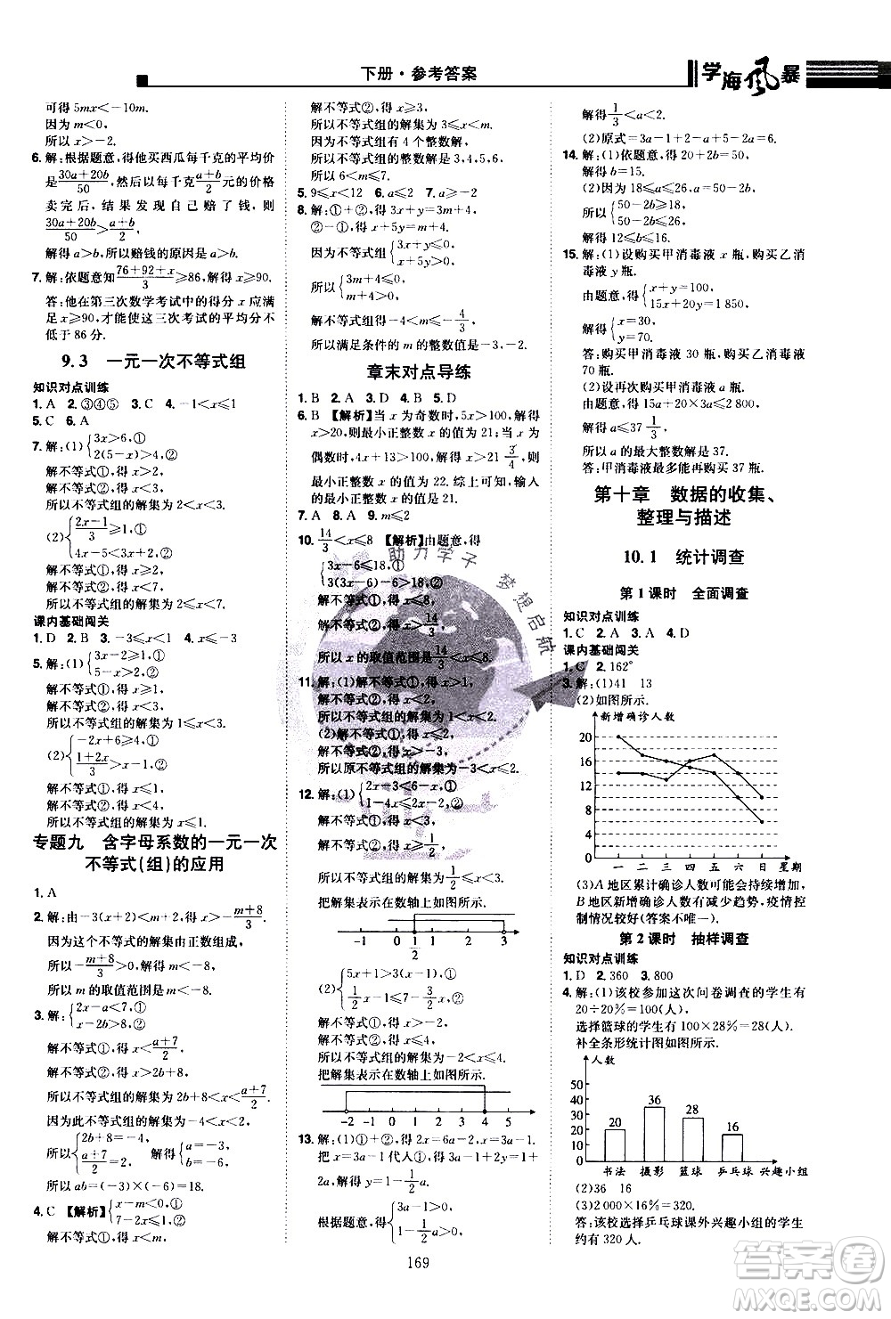 江西美術(shù)出版社2021學海風暴數(shù)學七年級下冊RJ人教版答案