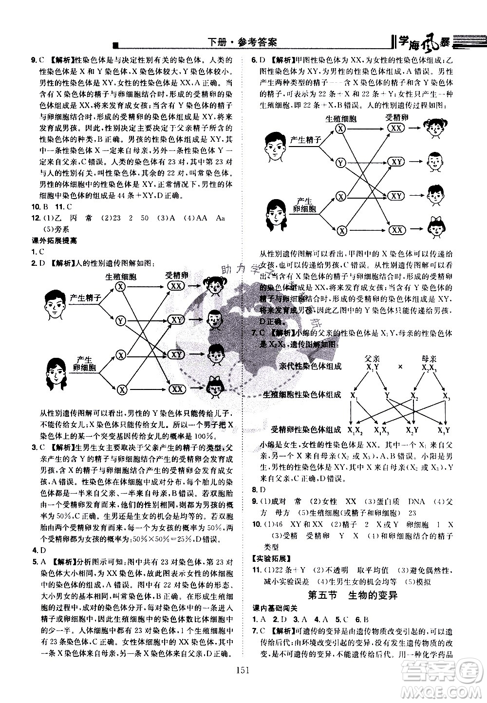 江西美術(shù)出版社2021學海風暴生物八年級下冊RJ人教版答案